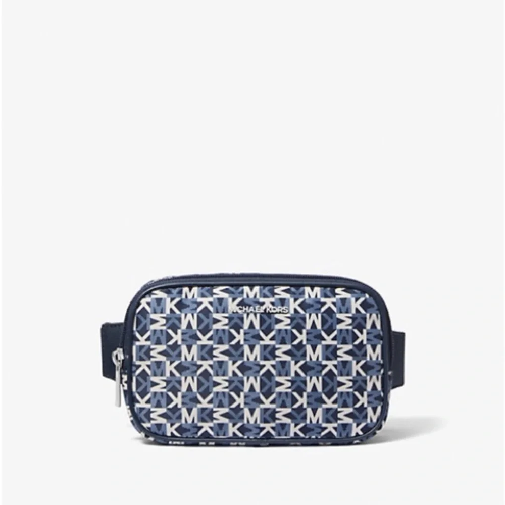Michael Kors Khai Midnight Blue Small Logo Printed Belt/Sling Bag NWT